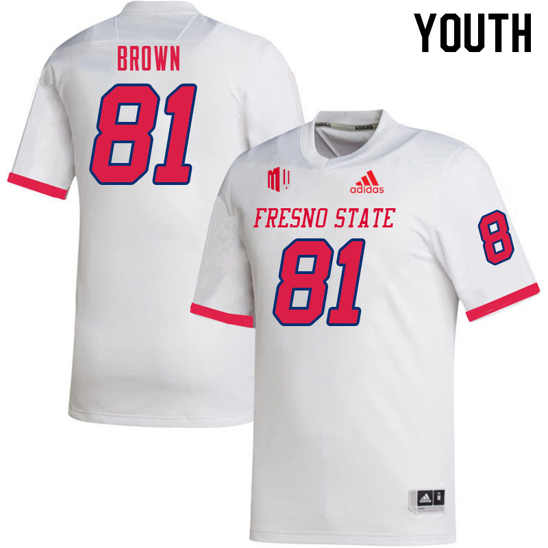 Youth #81 Jordan Brown Fresno State Bulldogs College Football Jerseys Sale-White
